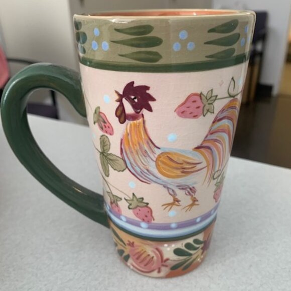 Zrike Chanticleer Rooster Latte Mug Danna Cullen Design Chicken Tall Coffee Mug - Picture 1 of 4
